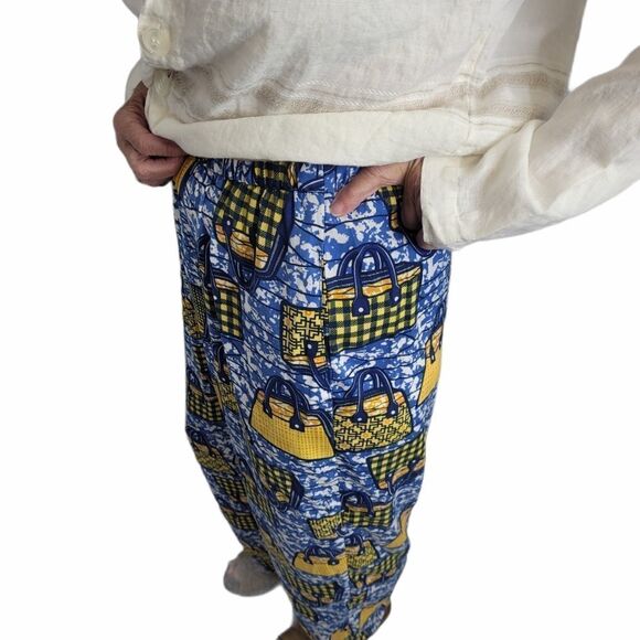 NIKO AND... pants blue purse print Japanese lounge with pockets S - Picture 4 of 11